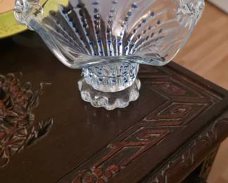 Blue polka dot art glass