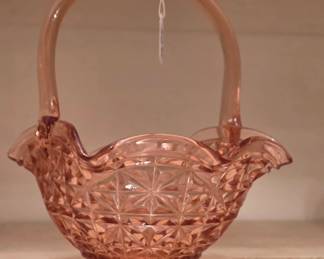 Pink glass basket