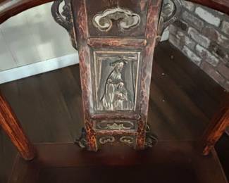 Antique Chinese Elm Wood Horseshoe Back Armchair second image