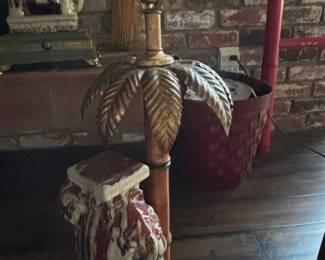 Vintage Tyndale Style Elephant Base Table Lamp with Palm Leaf Accent second image