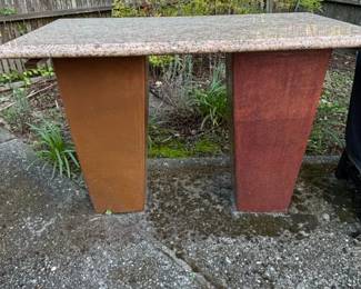 Granite Top Console Table with Tapered Bases