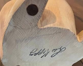 Leo Koppy Carved Wooden Bunny Figurine second image