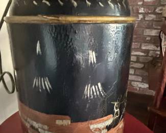 Vintage Tole Tea Canister Lamp second image