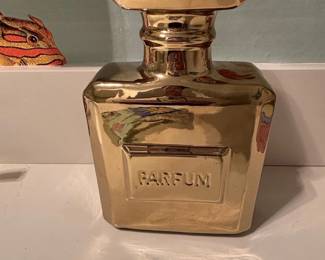 GoldTone Parfum Bottle Coin Bank