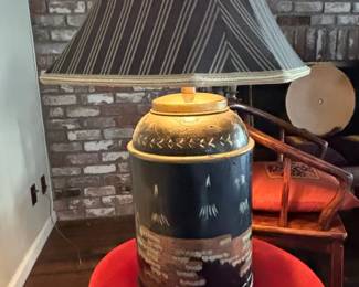 Vintage Tole Tea Canister Lamp third image