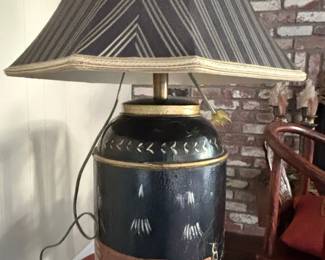 Vintage Tole Tea Canister Lamp