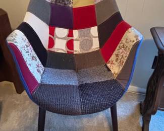 Patchwork Accent Chair with Tapered Wooden Legs