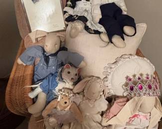 Collection of Vintage Handmade Country Style Stuffed Animals