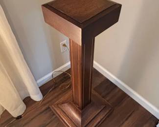 Vintage Arts and Crafts Style Oak Pedestal Plant Stand second image