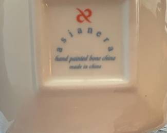 Asianera Hand Painted Bone China Square Serving Dish and Small Bowls second image