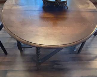 Antique Oak Barley Twist Gate Leg Drop Leaf Dining Table second image