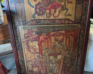 Antique Chinese Wood Panel Painting