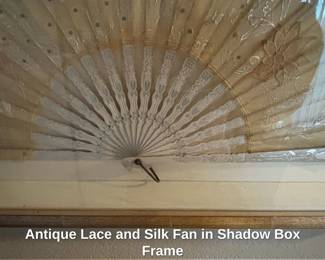Antique Lace and Silk Fan in Shadow Box Frame second image