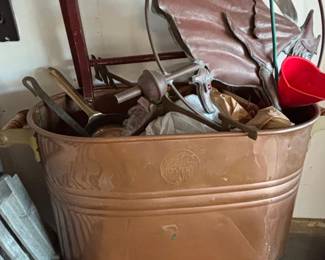 Vintage Revere Ware Copper Boiler Wash Tub with Wood Handles