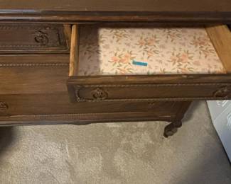 Antique Walnut Dresser with Carved Accents second image