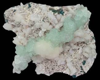 Green Apophyllite with Heulandite & Stilbite Crystal Cluster; India – 9" Large Display Specimen
