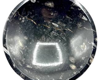 Large Orthoceras Fossil Bowl / Decorative Dish – Polished Fossil Stone – Approx. 11" Diameter
