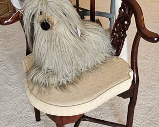 Oriental corner chair and Steiff Afghan with all her tags