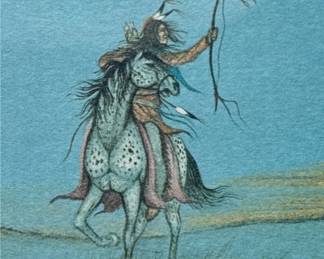 Johnny Tiger Jr Buffalo Scout 2467 3000 Lithograph Set of 2 Framed