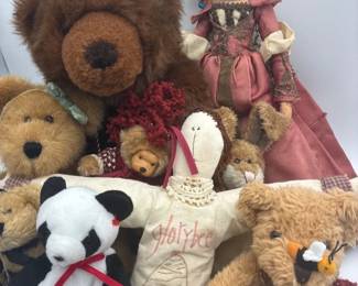 Vintage Teddy Bears and Two Vintage Dolls Collection 