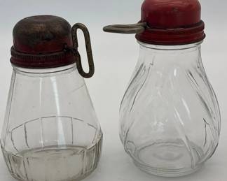 Vintage Hazel, Atlas Glass Nut Grinders With Red Metal Lid And Hand Cranks