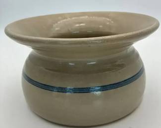 Vintage Stoneware Spittoon Or Crock Blue Band