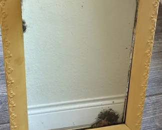 Antique Ornate Gesso Framed Wall Mirror  Cream Finish