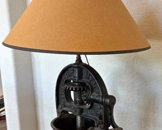 Enterprise MFG Co Cast Iron Sausage Stuffer, Lamp  Antique Style Table Lamp