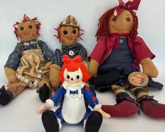 Vintage Raggedy Ann  Andy Doll Collection  Including Schmid Musical Doll