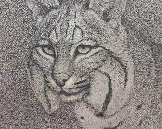 Sheridan Oman 25 450 Signed Lithograph Bobcat 