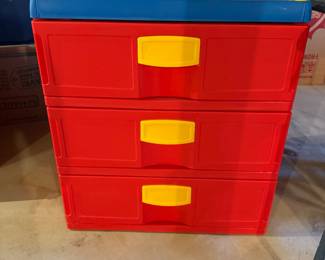 Child's 3 drawer chest with toys inside