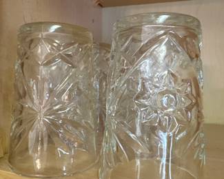 9 Vintage ANCHOR HOCKING PRESCUT GLASS 4 OZ JUICE GLASS 4.5 Tall