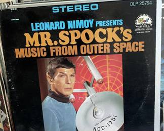 Certainly a collector's item now is this LP of Leonard Nimoy presenting a collection of Music from Outer Space.  Here is the Wikipedia entry for this album: https://en.wikipedia.org/wiki/Leonard_Nimoy_Presents_Mr._Spock%27s_Music_from_Outer_Space