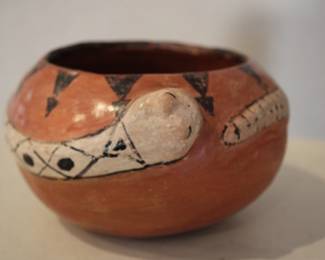 Maricopa Redware Snake Effigy Pot