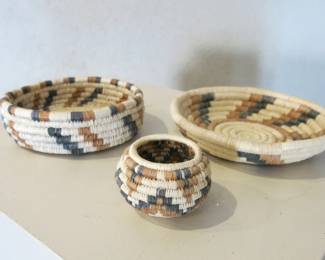 Tri-Color Seri Indian Basket Lot of Three 