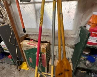 Vintage Coleman Camping Stove & Vintage Rowing Ores