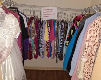 Women's clothing, sizes large through 2X, and Wedding Gown, Size 6