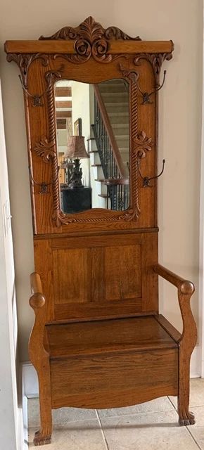 Tiger Oak hall tree with storage