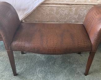 Vintage Pulaski leather roll arm bench