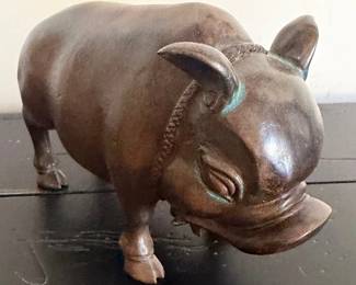 Cast Bronze pig sculpture