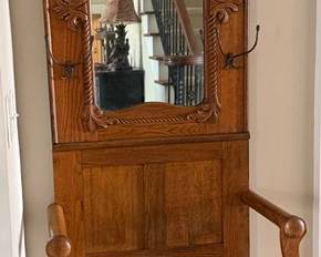 Tiger Oak hall tree with storage