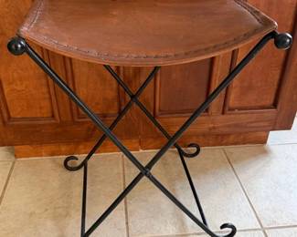 Mozambique Field Chair slingback leather and iron barstool