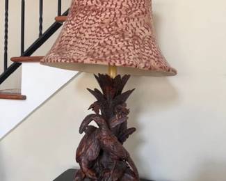 Hand carved Covey Quail lamp