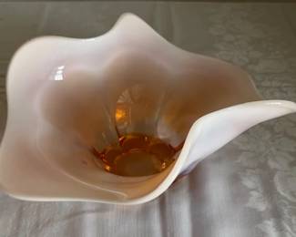 Hand blown Venetian rose glass bowl