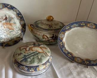 Vintage decorative hunting theme dishware