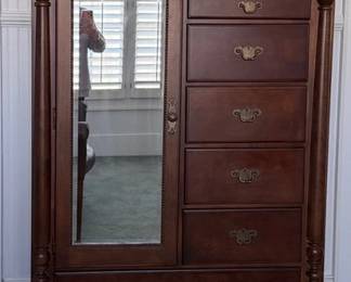 Kincaide mirrored armoire with lined jewelry drawers
