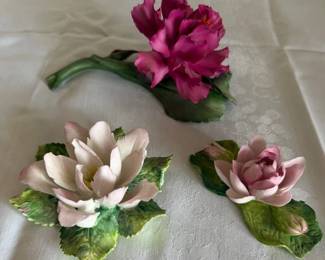 Capodimonte porcelain flowers, hand painted