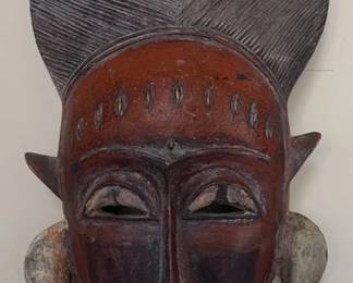hand carved ebony mask from the Baule tribe, Ivory Coast