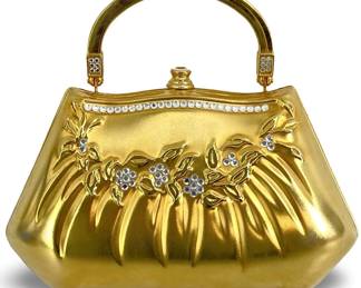 Rhinestone Inlaid Gold Clutch