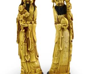 2pc Chinese Carved Resin Figures